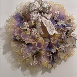 Floral Patterned Purple and Yellow Wall Decor